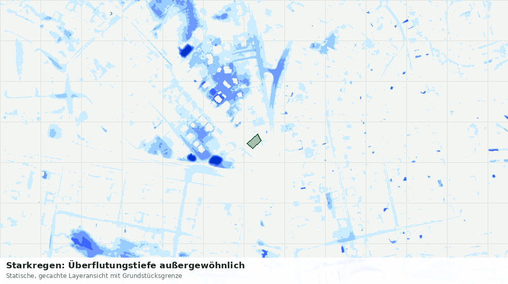 Statische Kartenansicht: Starkregen: Überflutungstiefe außergewöhnlich
