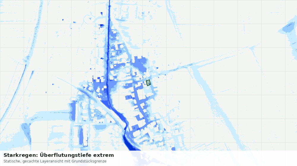 Statische Kartenansicht: Starkregen: Überflutungstiefe extrem