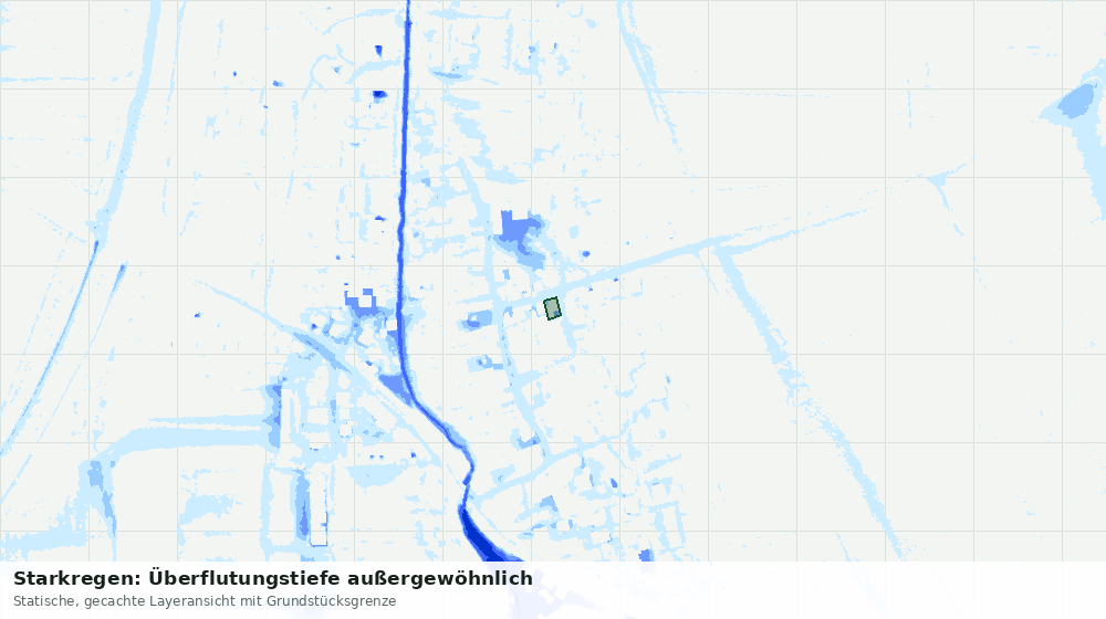Statische Kartenansicht: Starkregen: Überflutungstiefe außergewöhnlich