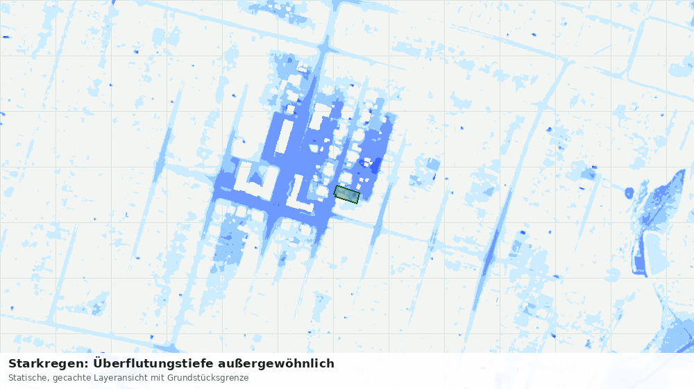 Statische Kartenansicht: Starkregen: Überflutungstiefe außergewöhnlich