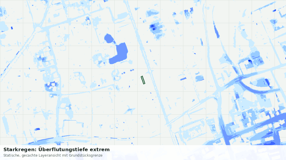 Statische Kartenansicht: Starkregen: Überflutungstiefe extrem