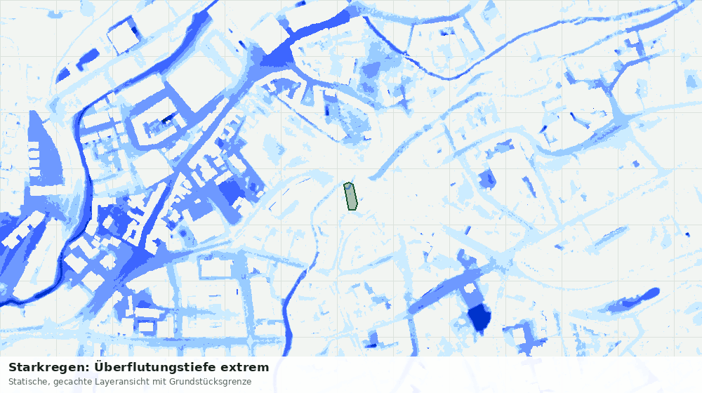 Statische Kartenansicht: Starkregen: Überflutungstiefe extrem