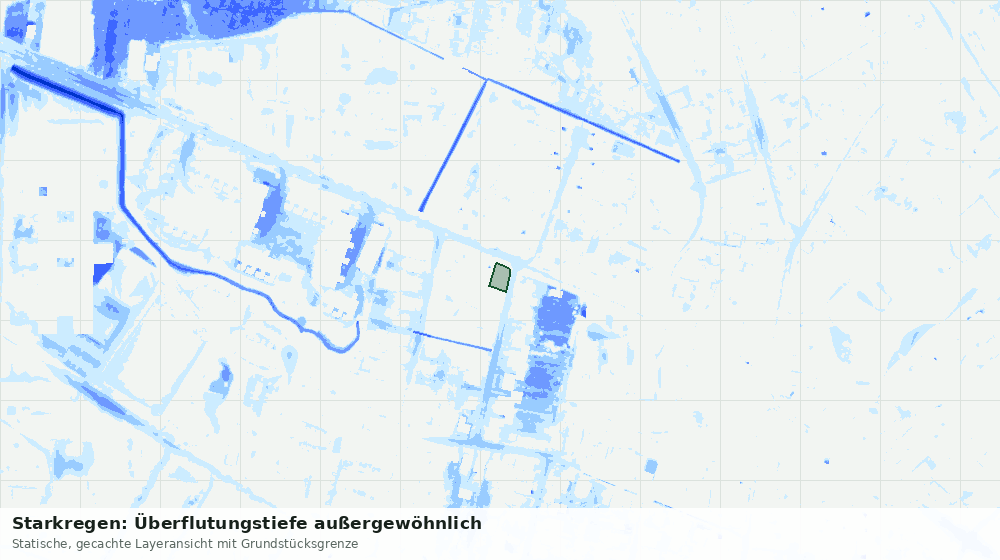 Statische Kartenansicht: Starkregen: Überflutungstiefe außergewöhnlich
