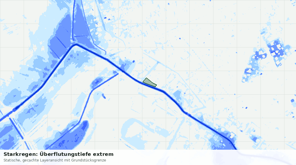 Statische Kartenansicht: Starkregen: Überflutungstiefe extrem