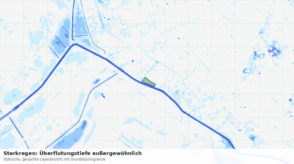 Statische Kartenansicht: Starkregen: Überflutungstiefe außergewöhnlich