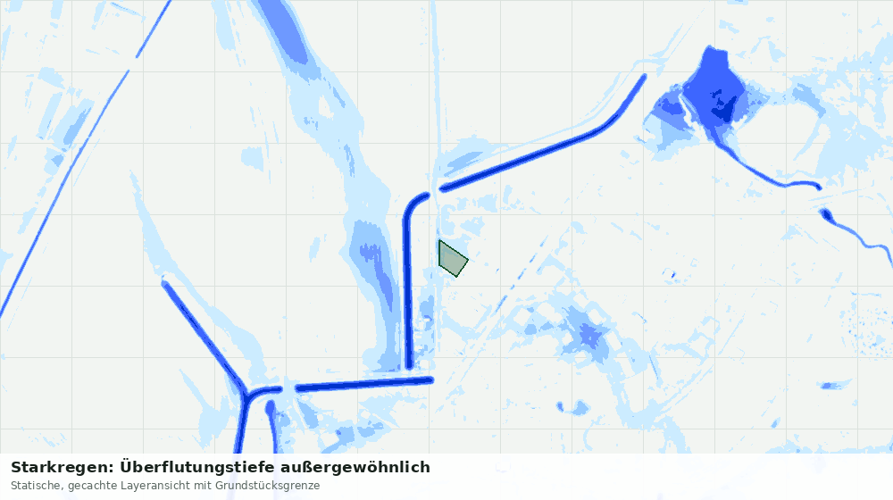 Statische Kartenansicht: Starkregen: Überflutungstiefe außergewöhnlich