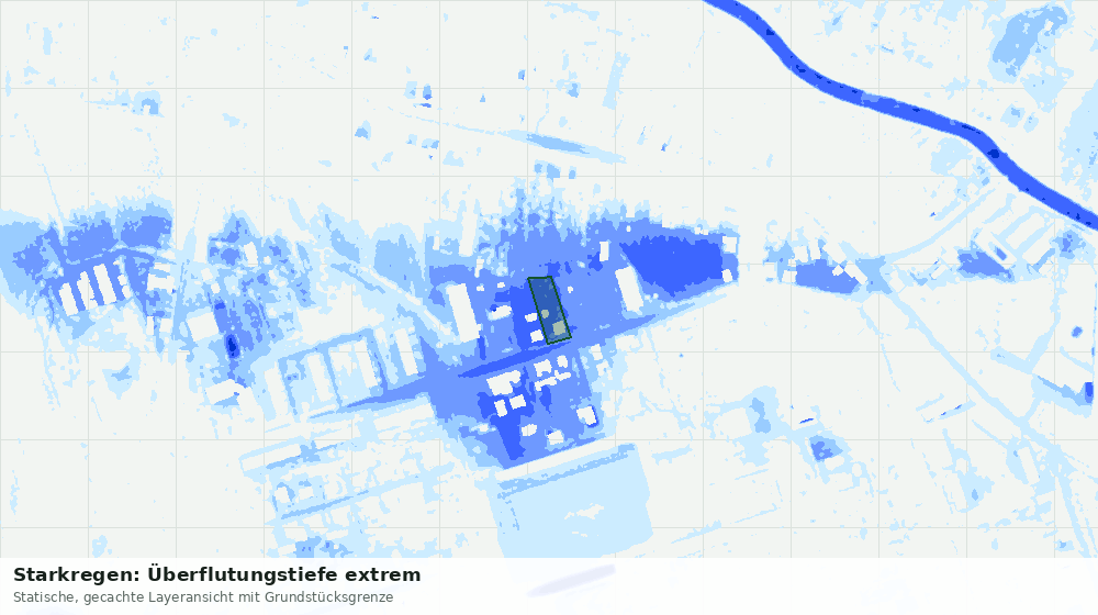 Statische Kartenansicht: Starkregen: Überflutungstiefe extrem