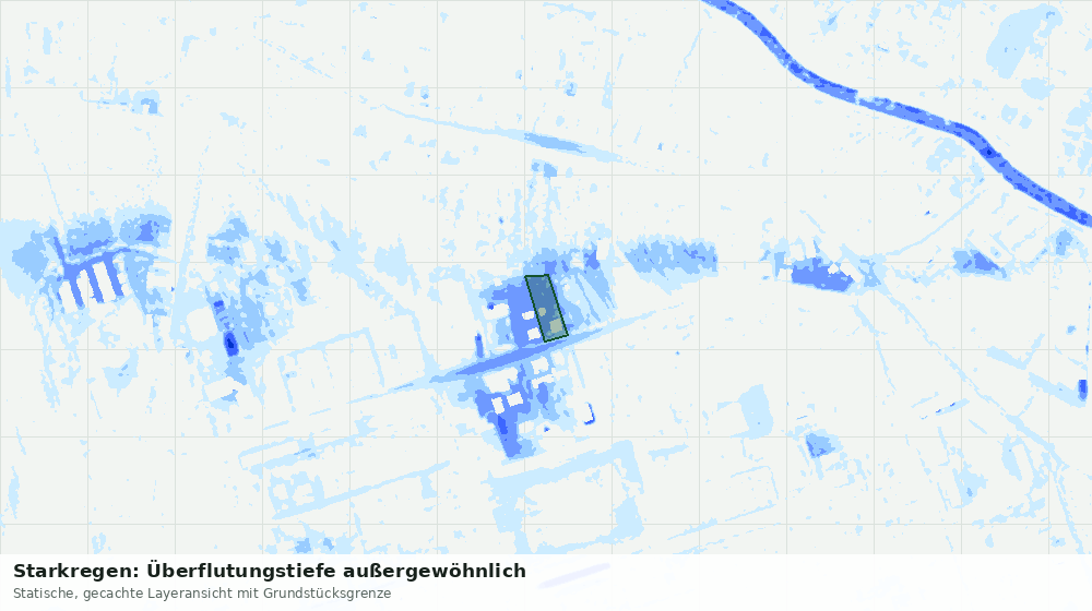 Statische Kartenansicht: Starkregen: Überflutungstiefe außergewöhnlich