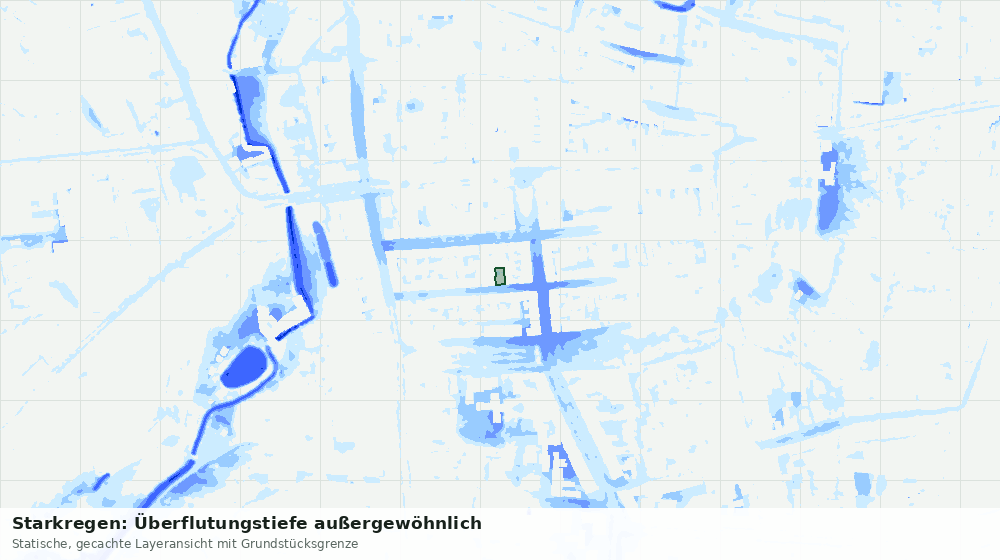 Statische Kartenansicht: Starkregen: Überflutungstiefe außergewöhnlich