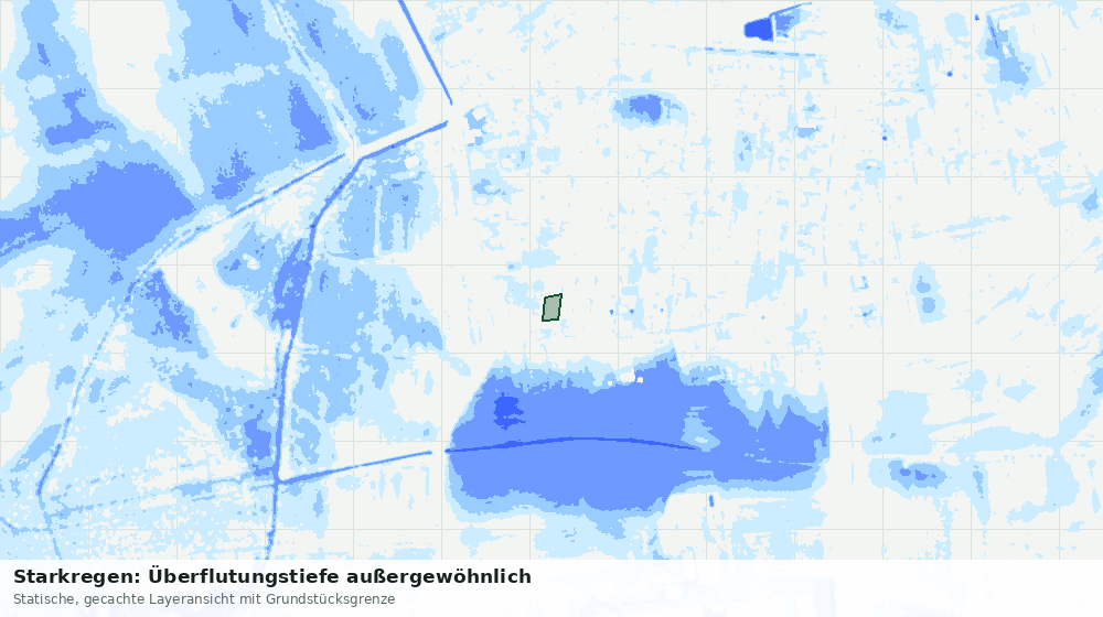 Statische Kartenansicht: Starkregen: Überflutungstiefe außergewöhnlich