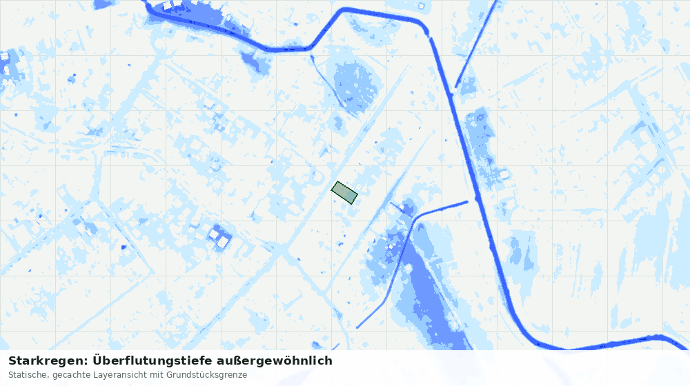 Statische Kartenansicht: Starkregen: Überflutungstiefe außergewöhnlich