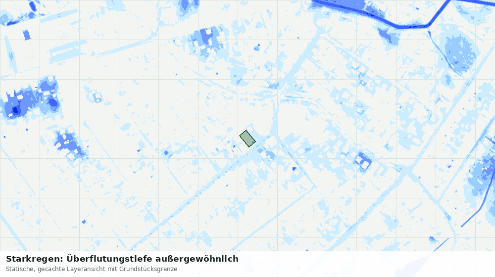 Statische Kartenansicht: Starkregen: Überflutungstiefe außergewöhnlich