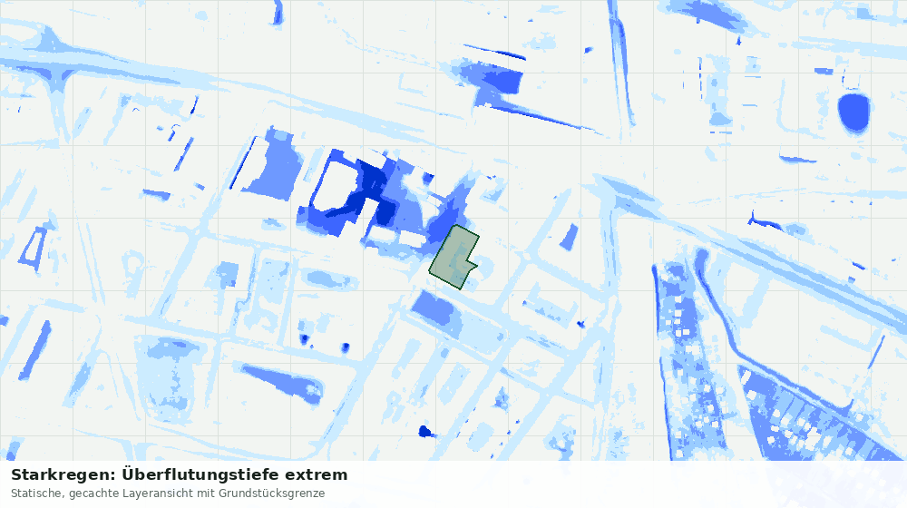 Statische Kartenansicht: Starkregen: Überflutungstiefe extrem