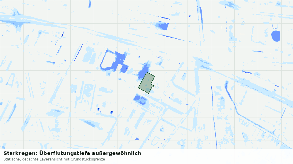 Statische Kartenansicht: Starkregen: Überflutungstiefe außergewöhnlich
