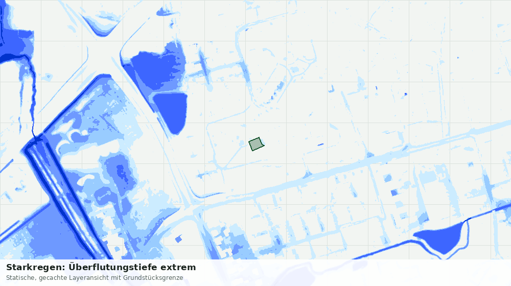 Statische Kartenansicht: Starkregen: Überflutungstiefe extrem