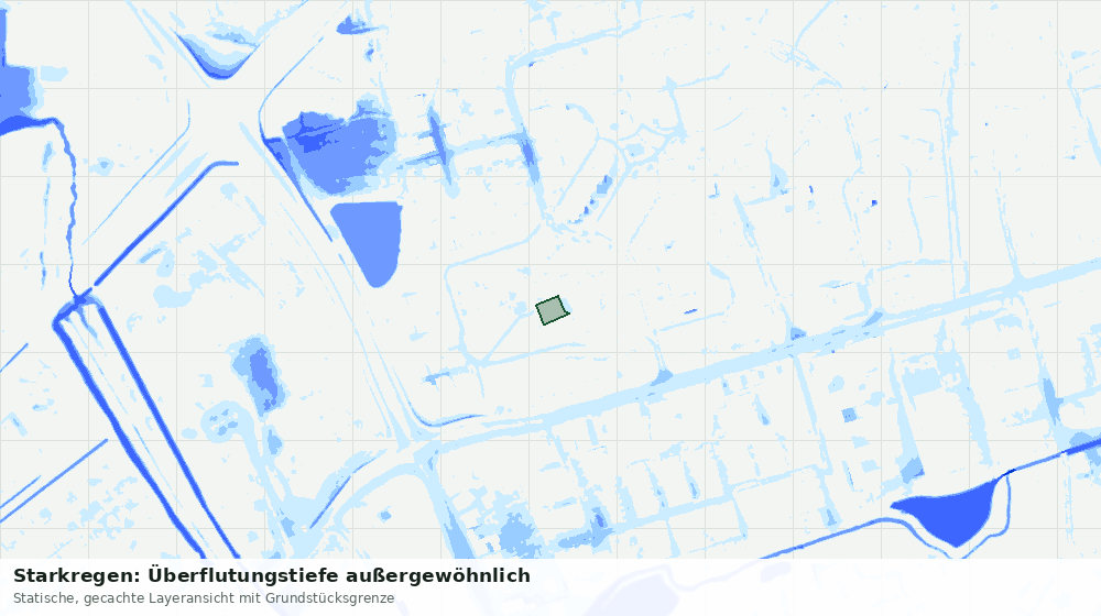 Statische Kartenansicht: Starkregen: Überflutungstiefe außergewöhnlich