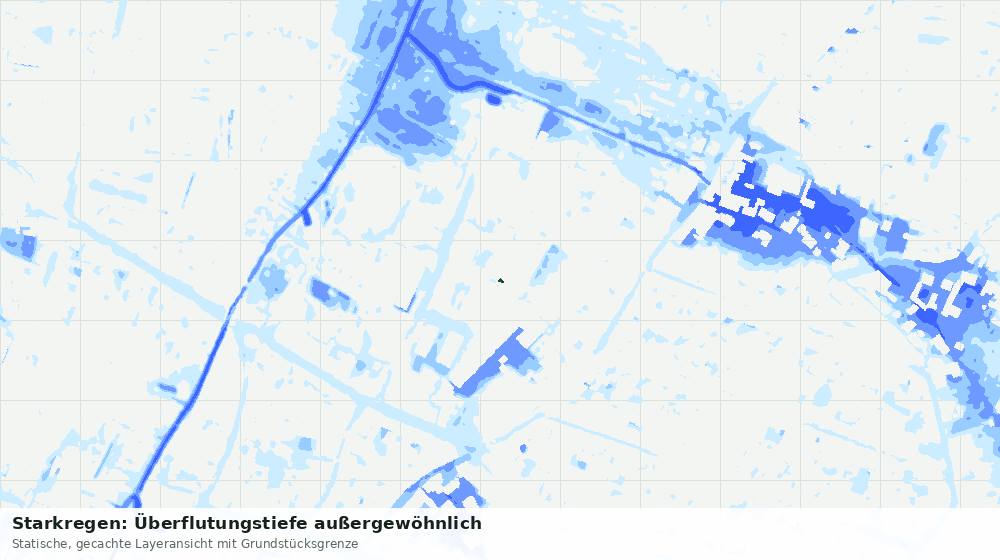 Statische Kartenansicht: Starkregen: Überflutungstiefe außergewöhnlich