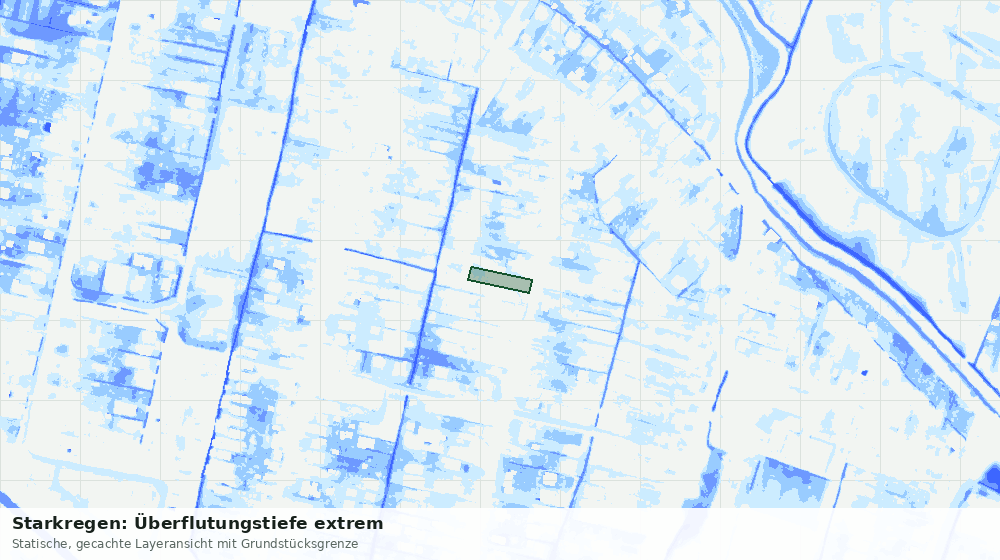 Statische Kartenansicht: Starkregen: Überflutungstiefe extrem