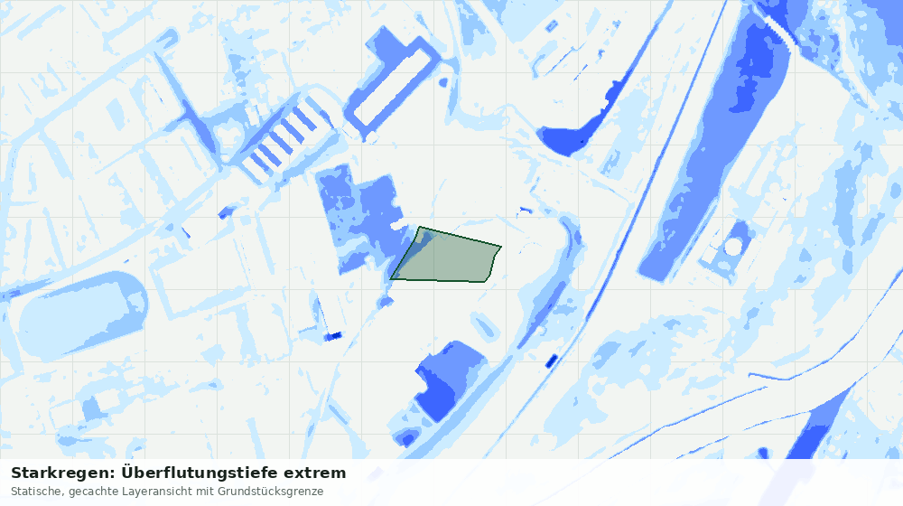 Statische Kartenansicht: Starkregen: Überflutungstiefe extrem