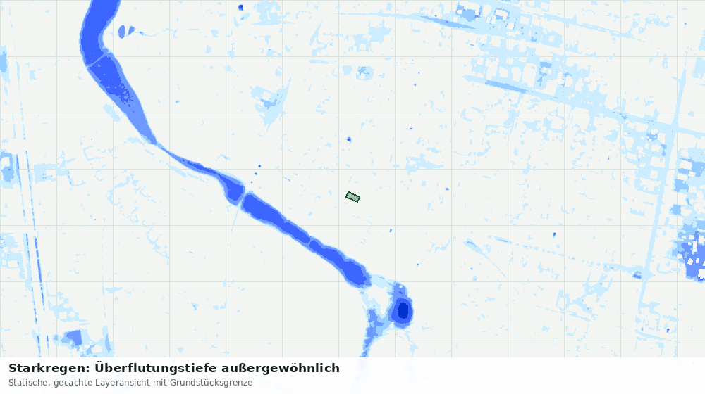 Statische Kartenansicht: Starkregen: Überflutungstiefe außergewöhnlich