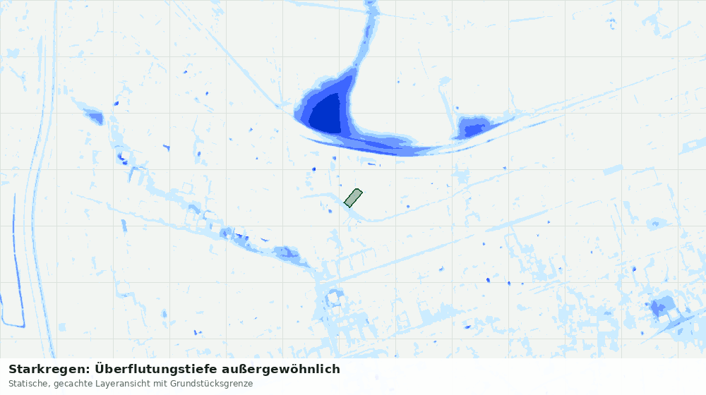 Statische Kartenansicht: Starkregen: Überflutungstiefe außergewöhnlich