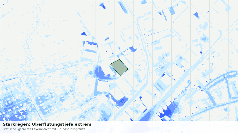 Statische Kartenansicht: Starkregen: Überflutungstiefe extrem