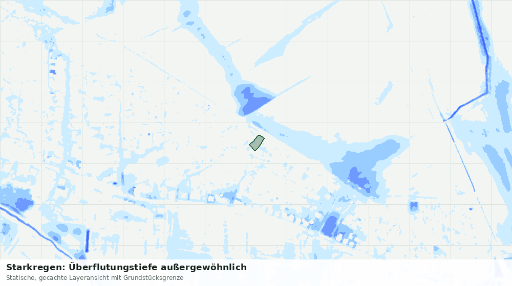 Statische Kartenansicht: Starkregen: Überflutungstiefe außergewöhnlich