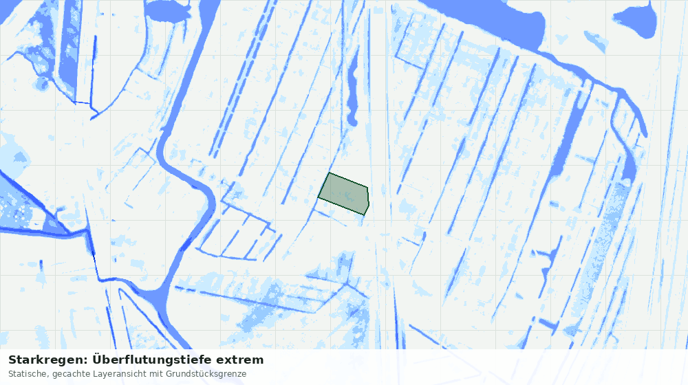 Statische Kartenansicht: Starkregen: Überflutungstiefe extrem