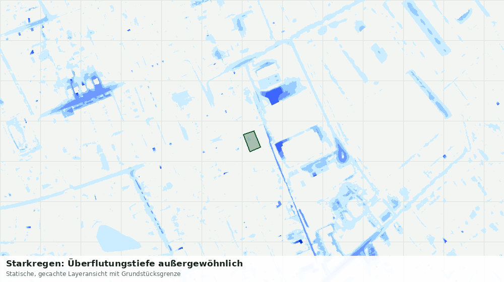 Statische Kartenansicht: Starkregen: Überflutungstiefe außergewöhnlich