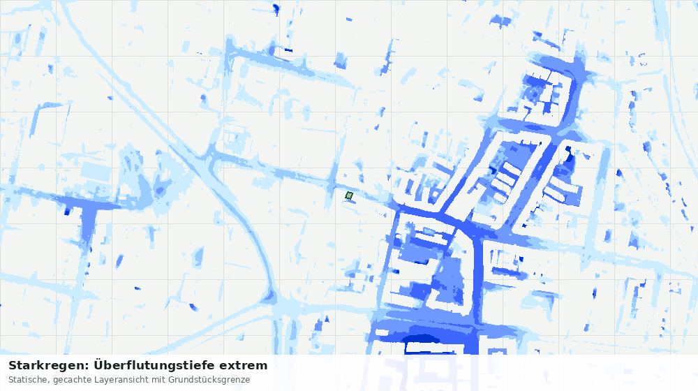 Statische Kartenansicht: Starkregen: Überflutungstiefe extrem