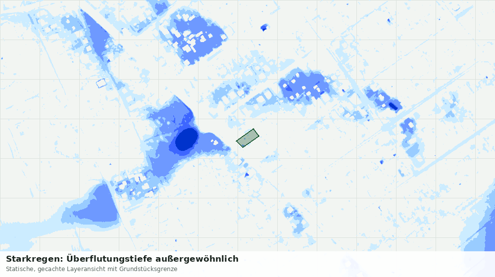 Statische Kartenansicht: Starkregen: Überflutungstiefe außergewöhnlich