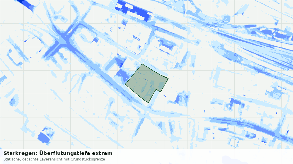 Statische Kartenansicht: Starkregen: Überflutungstiefe extrem