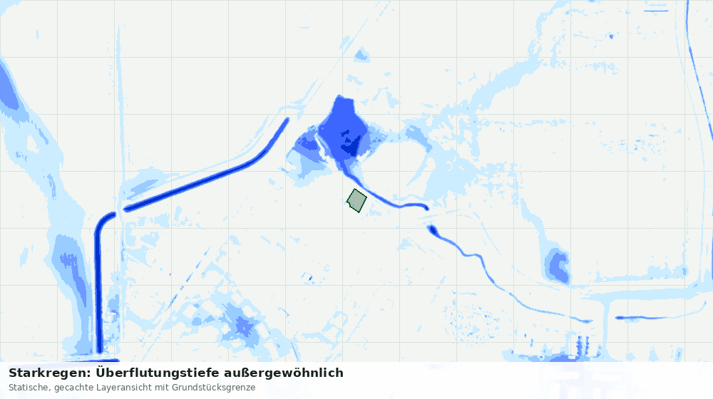 Statische Kartenansicht: Starkregen: Überflutungstiefe außergewöhnlich