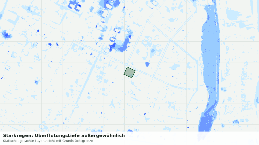 Statische Kartenansicht: Starkregen: Überflutungstiefe außergewöhnlich