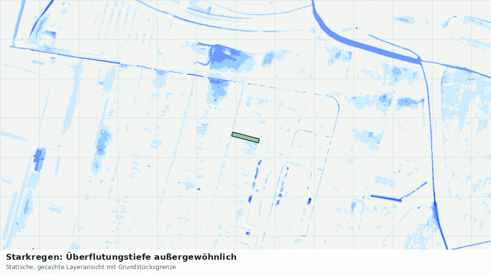 Statische Kartenansicht: Starkregen: Überflutungstiefe außergewöhnlich