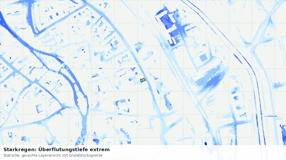 Statische Kartenansicht: Starkregen: Überflutungstiefe extrem