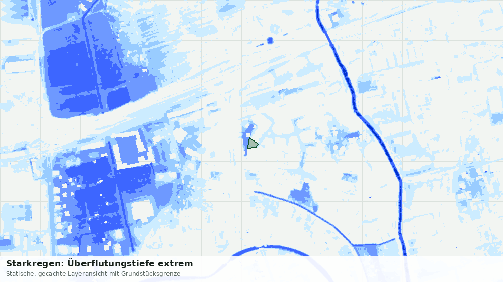 Statische Kartenansicht: Starkregen: Überflutungstiefe extrem