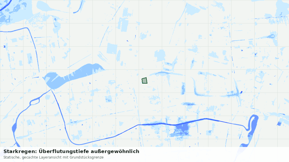 Statische Kartenansicht: Starkregen: Überflutungstiefe außergewöhnlich