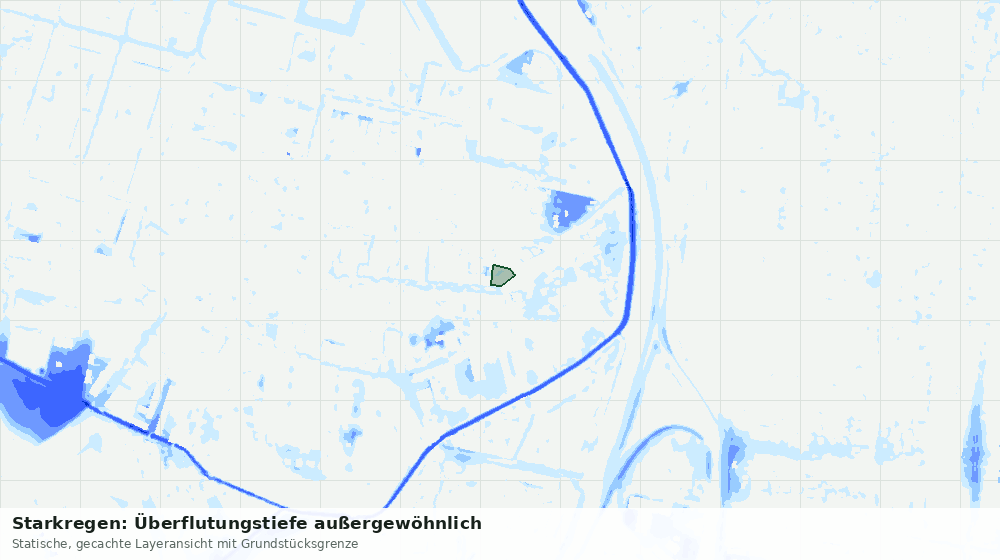 Statische Kartenansicht: Starkregen: Überflutungstiefe außergewöhnlich