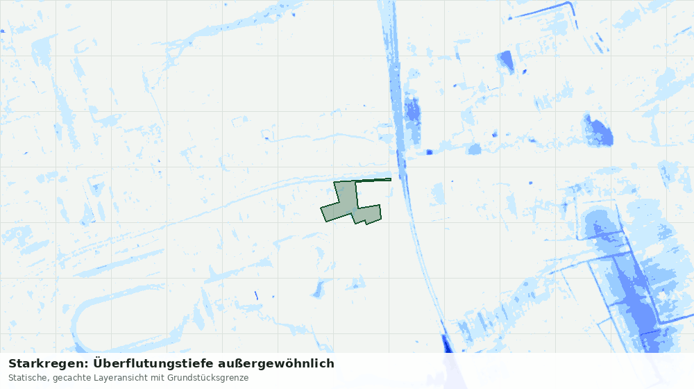 Statische Kartenansicht: Starkregen: Überflutungstiefe außergewöhnlich