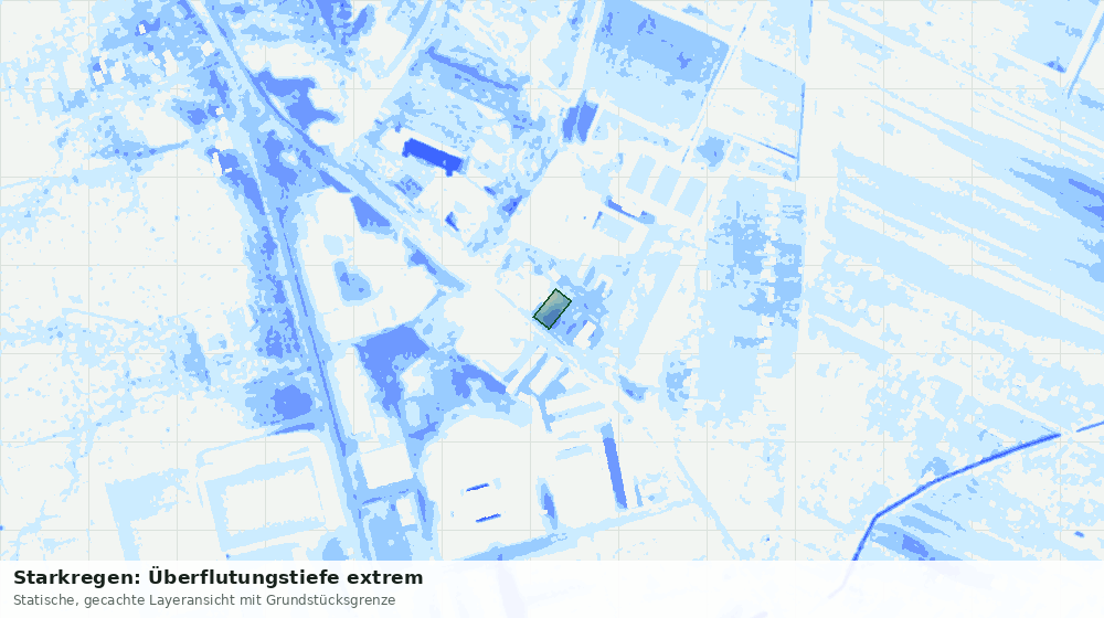 Statische Kartenansicht: Starkregen: Überflutungstiefe extrem