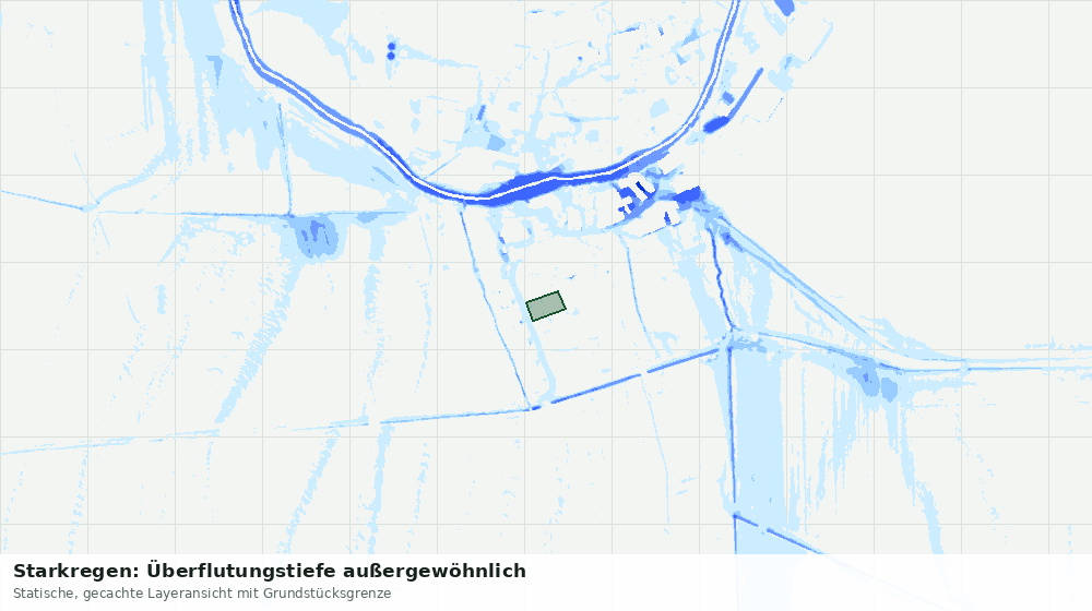 Statische Kartenansicht: Starkregen: Überflutungstiefe außergewöhnlich