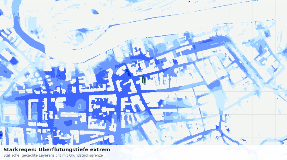 Statische Kartenansicht: Starkregen: Überflutungstiefe extrem
