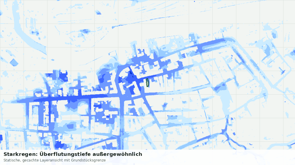 Statische Kartenansicht: Starkregen: Überflutungstiefe außergewöhnlich