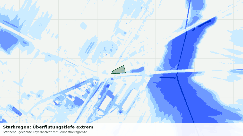 Statische Kartenansicht: Starkregen: Überflutungstiefe extrem
