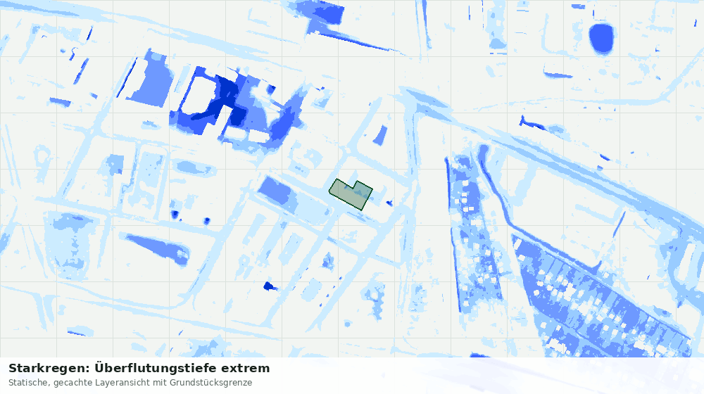 Statische Kartenansicht: Starkregen: Überflutungstiefe extrem