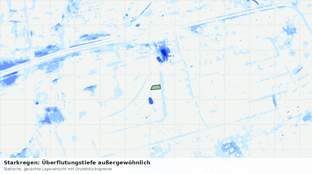 Statische Kartenansicht: Starkregen: Überflutungstiefe außergewöhnlich