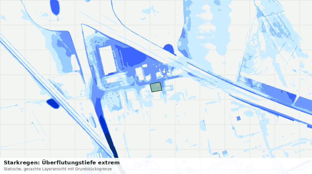 Statische Kartenansicht: Starkregen: Überflutungstiefe extrem
