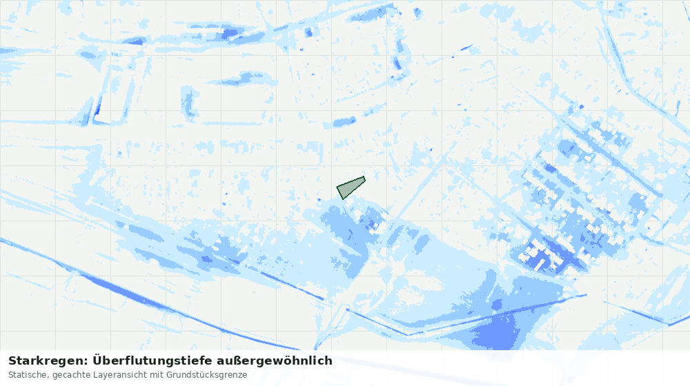 Statische Kartenansicht: Starkregen: Überflutungstiefe außergewöhnlich