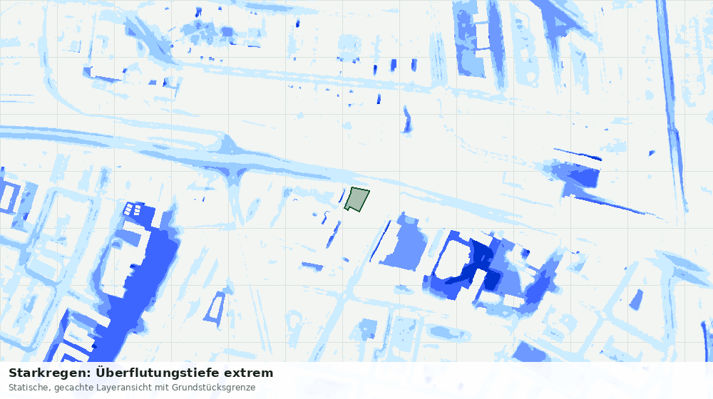 Statische Kartenansicht: Starkregen: Überflutungstiefe extrem